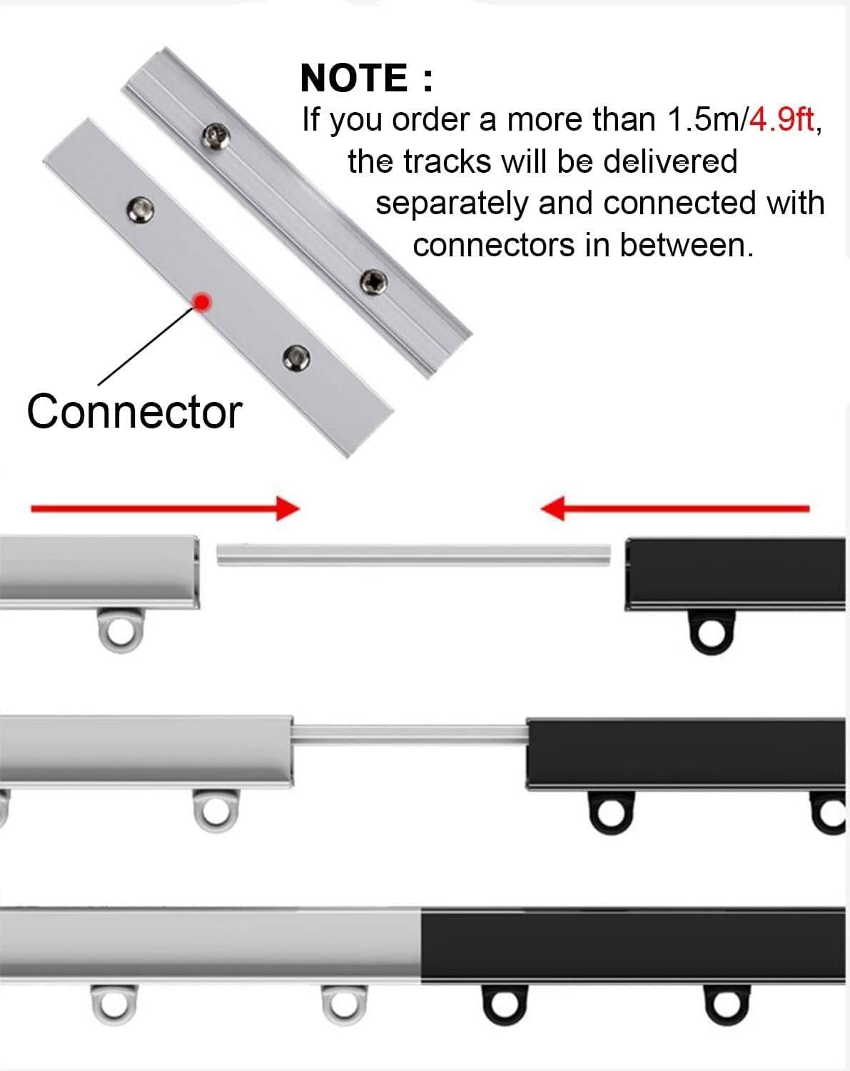 Piste de rideau en aluminium caché, support de plafond, diviseur de pièce intégré Rail de glissement, barre de partition en métal commercial, kit complet