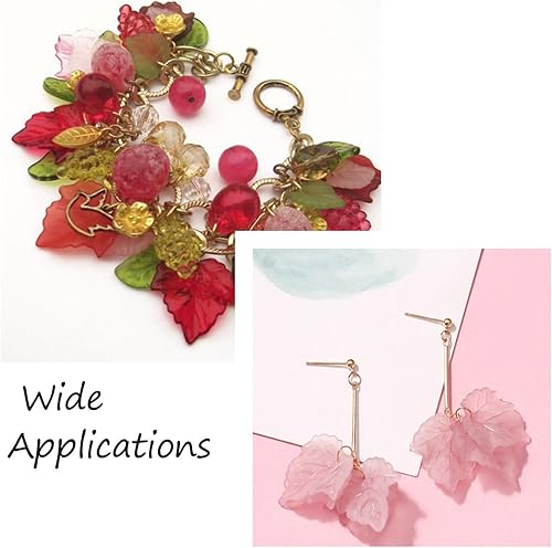 Miniatura 68 de Craftdady Dijes de cuentas de hojas de arce transparentes, colgantes colgantes de adorno para colgar, bonitos dijes para collares, pulseras, Hoja