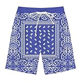XIMENPER Red Bandana Hoodies for Men Blue Black Bandana Clothing hip hop Jackets Bandanas Jogging Pants Shorts Women(Blue shorts,XXL)