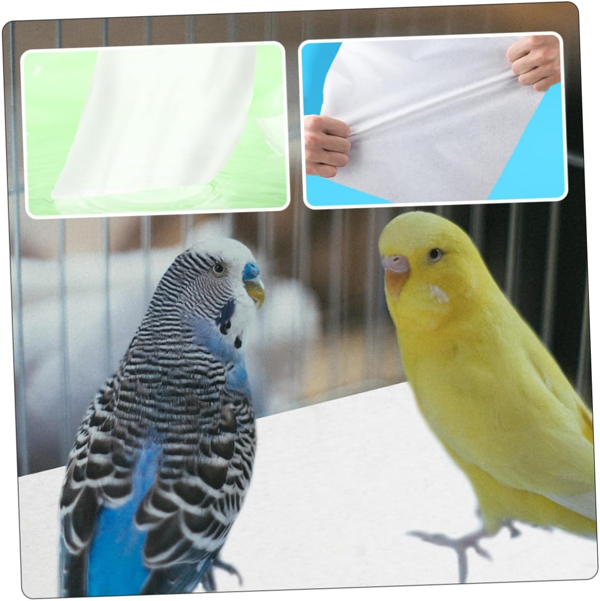100pcs White Non-Woven Fabric Bird Cage Liners Parakeet Cage Accessories Absorbent Pet Mats for Clean and Breathable