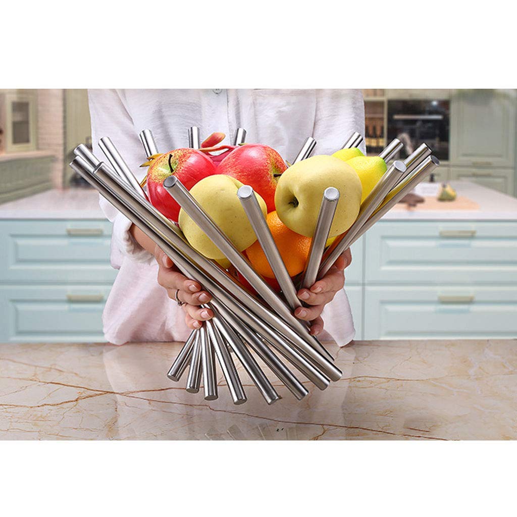 Relaxdays metalen fruitschaal, modern design, staand, fruit