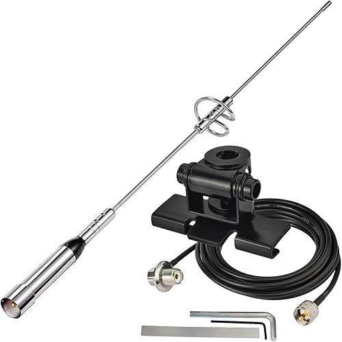 Miniatura 7 de Bingfu Antena de radio móvil de alta ganancia VHF UHF de doble banda 136-174MHz 400-470MHz Antenas antioxidantes con soporte fijo de montaje en