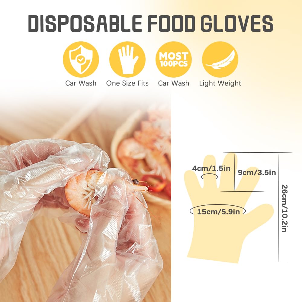 100 Guanti In Plastica USA E GETTA - Trasparenti, Senza BPA, Anallergici, Taglia Unica Per Cucina E Pulizie