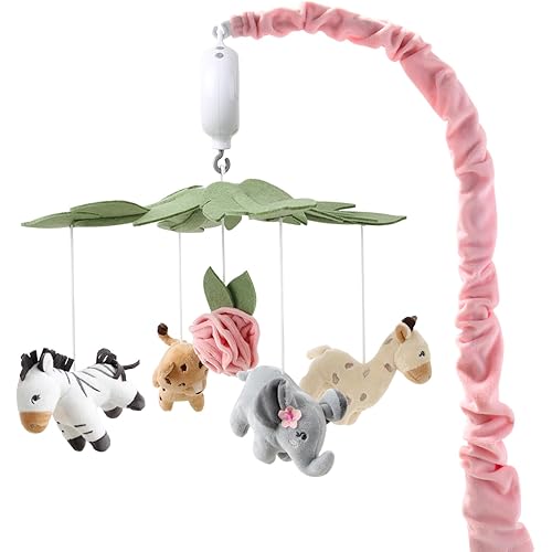 The Peanutshell Crib Mobile for Girls - Soft Pink Musical Baby Crib Mobile with 12 Lullabies, Cute Animal Baby Wildest Dreams Wildest Dreams Nursery Decor