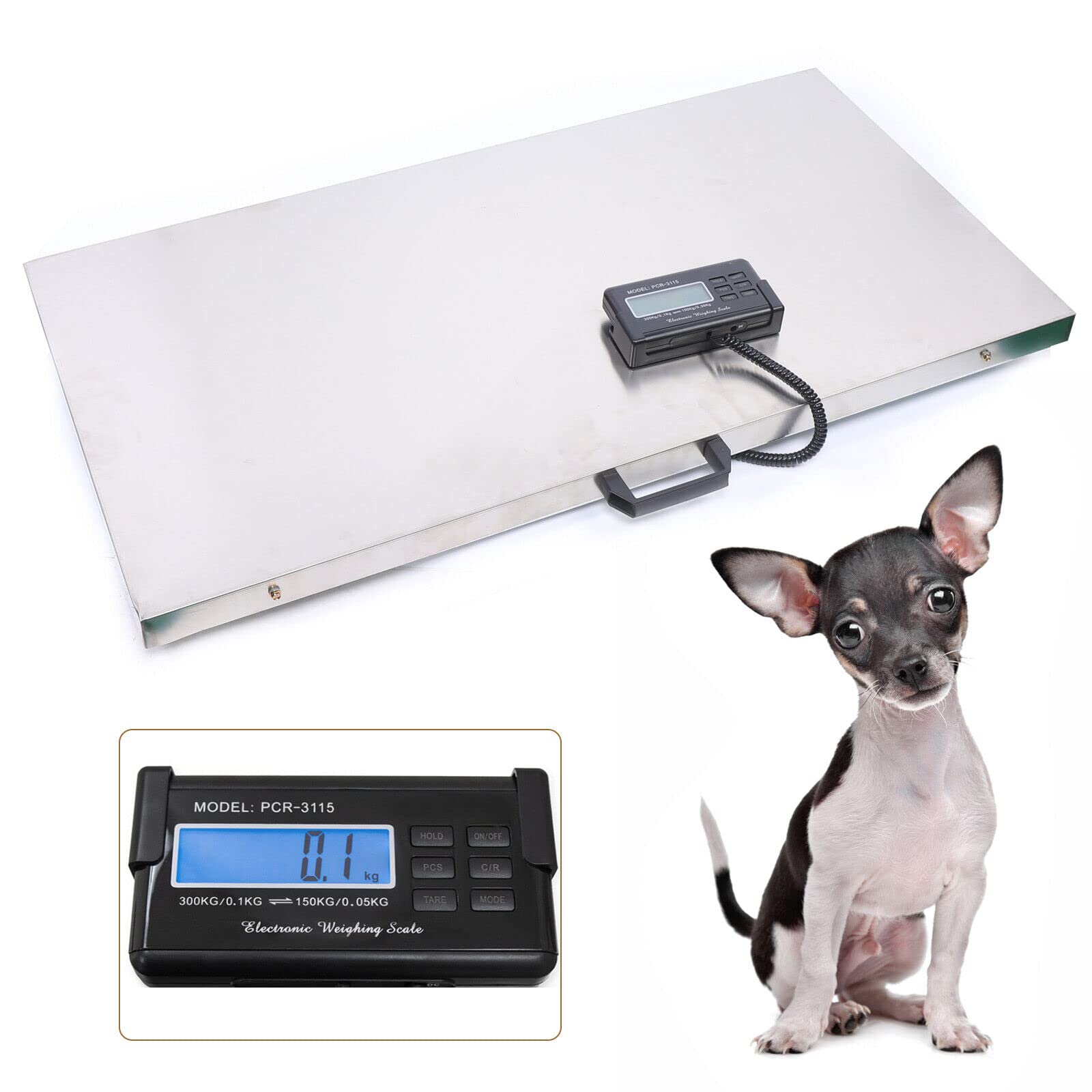 Bilancia veterinaria per cani Dog Animal Weighing Scale Veterinary piattaforma in acciaio inox, 300 kg/660 LB, una bilancia veterinaria versatile e robusta