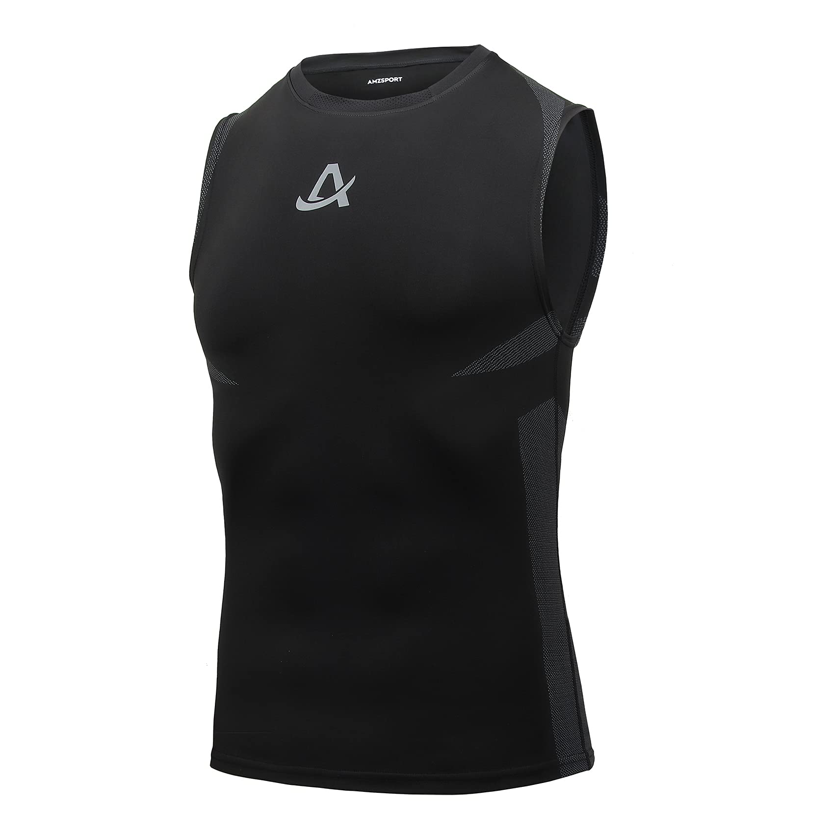 AMZSPORT Canotta Compressione Uomo, Maglia Senza Maniche Aasciugatura Rapida per Bodybuilding Palestra Running