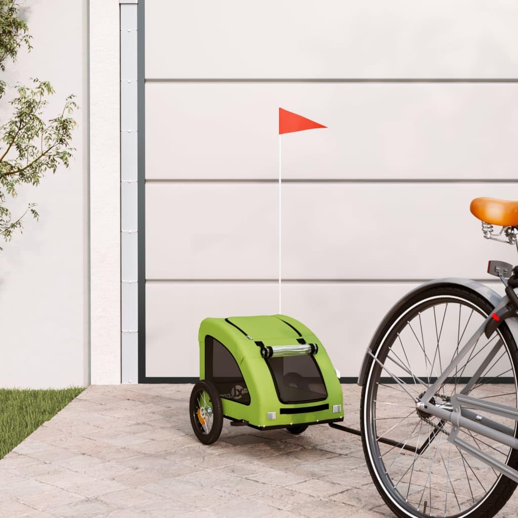 Muebles Decoración de Muebles Dormitorio Remolque de Bicicleta para Animales Verde Oxford y Hierro