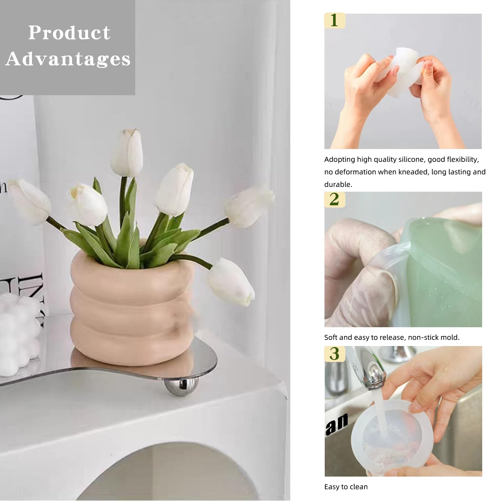 Lot De 2 Moules En Silicone Pour Bougeoirs - Moule À Bougie Rond En