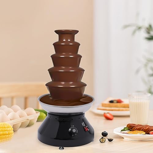 Miniatura 5 de Fuente de chocolate comercial de 5 niveles, 230 W, 7 libras, gran capacidad, acero inoxidable, torre de fondue de chocolate caliente, máquina para