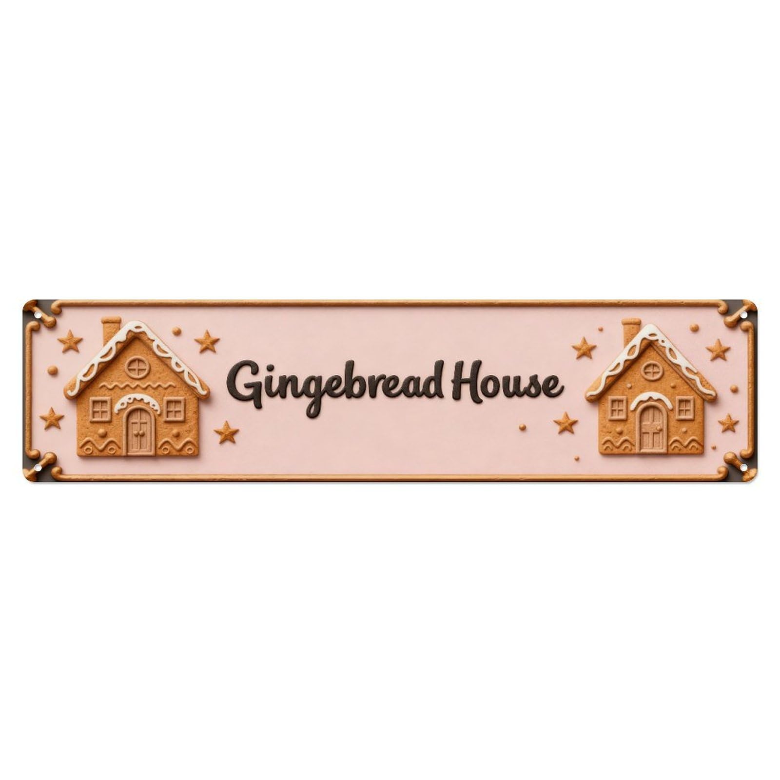 Gingerbread House Pattern Design Metal Tin Sign Plaque