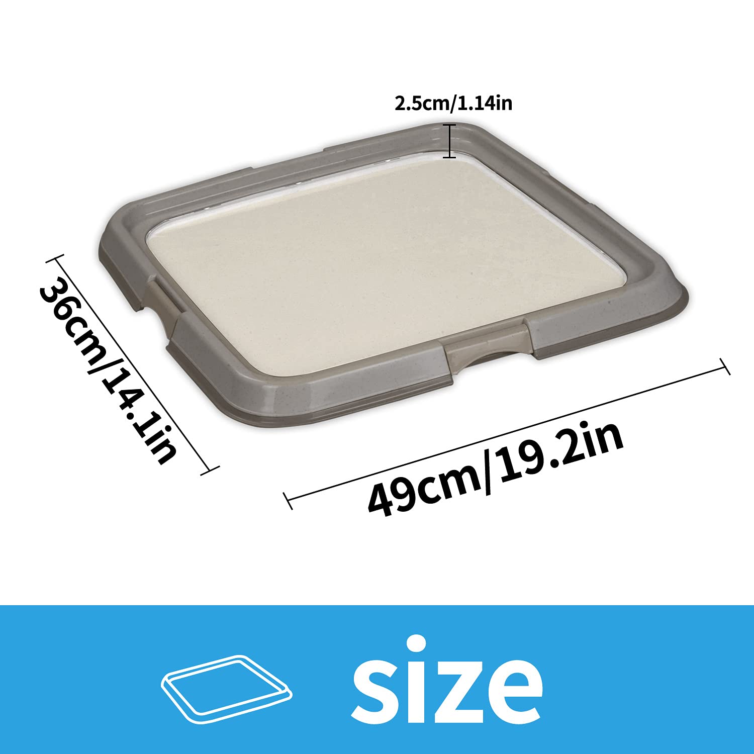 PAWISE Tapis de propreté d'intérieur pour chien, support portable pour animal domestique, bac à litière pour chats, chiots avec plateau, 49 x 36 cm