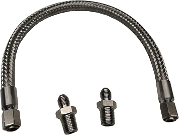 Industrial Grade Compressor Jumper Hose, JIC-4 female or 1/4" NPT male,18" Length,750F,450 PSI,Both Sides Fittings Rotate Freely,Flexible Whole body Stainless Steel Metal Hose