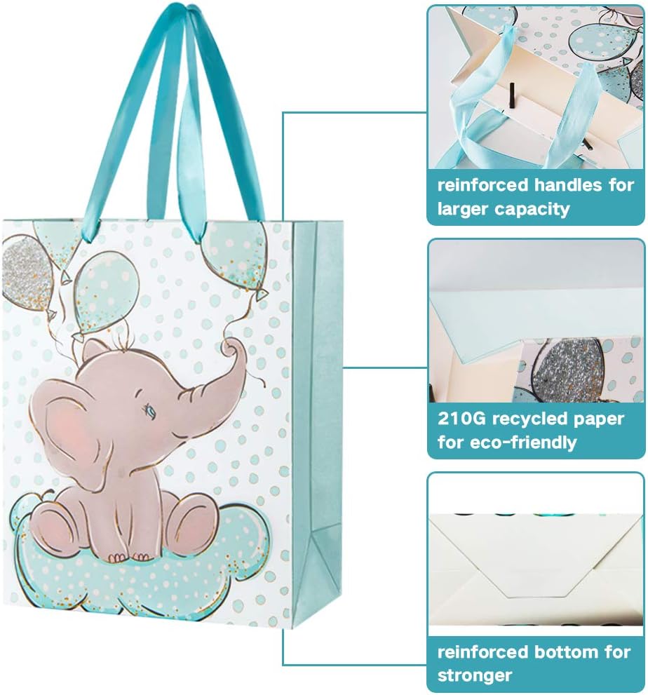 Buy Nplux 24 Packs Elephant Baby Gift Bag Baby Shower Goodie Bags Birthday Party Favor Bags For Kids Animal Theme Party Supplies Blue Online In Uk B07r7typpt