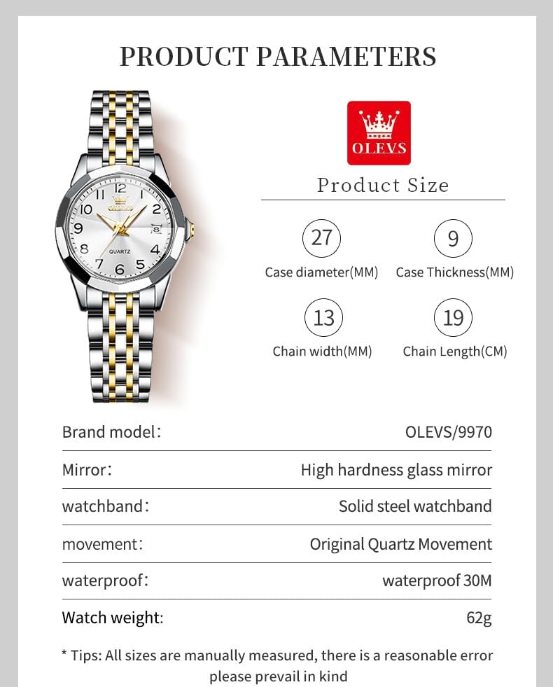 OLEVS Women's Wrist Watches Luxury Small Wrist Stainless Steel Watch for Women Fashion Dress Analog Quartz Ladies Watch - Image 6