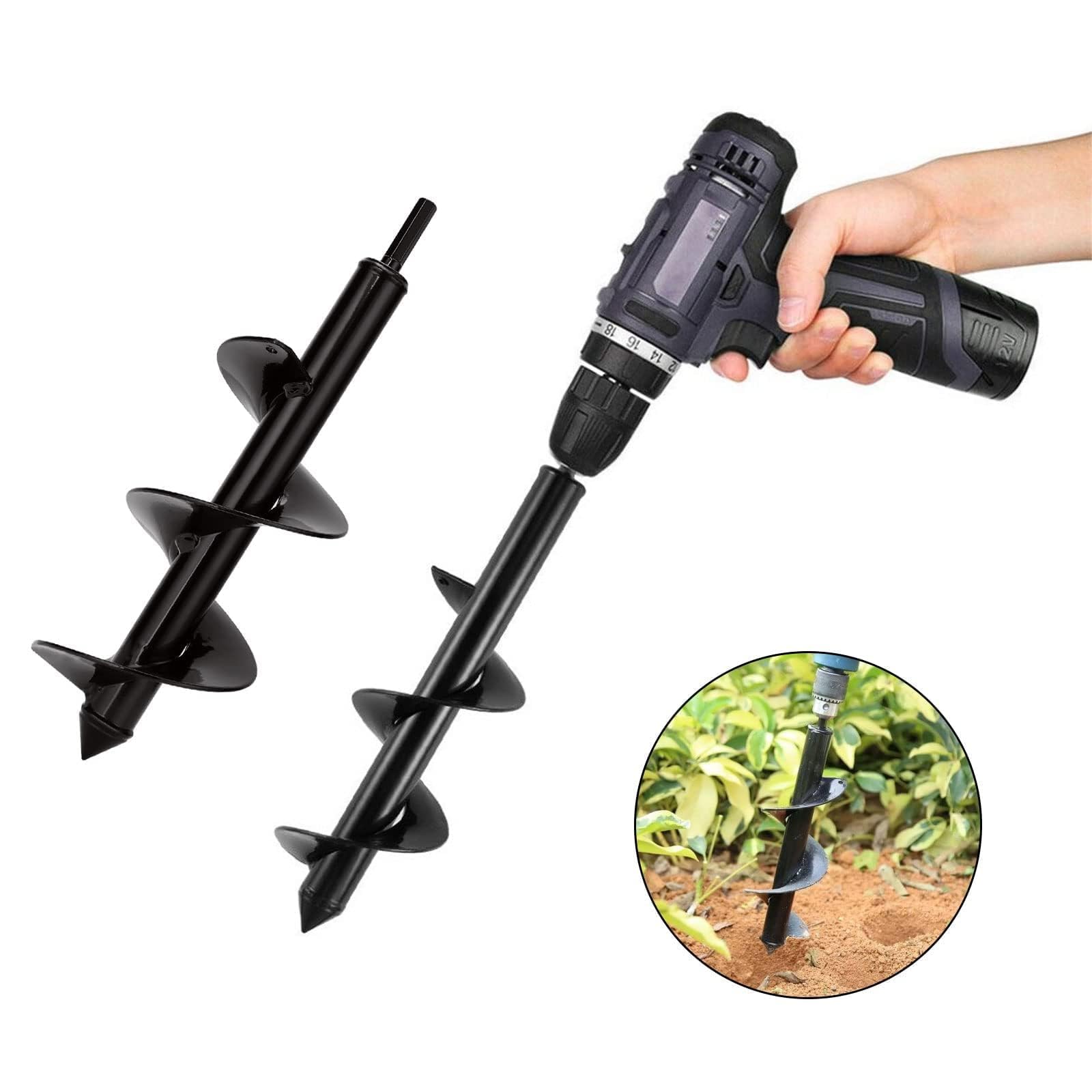 Aselected Punta per trapano giardino trapano trapano trapano Ø 100 mm + guanti, giardino coclea per trapani elettrici, strumento pratico per piantare alberi arbusti