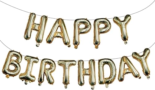 Miniatura 9 de KALOR Globos Negros con Pancarta de Feliz Cumpleaños, Letras de Globos de Papel de Aluminio Mylar de 16 Pulgadas para Decoraciones de Fiesta de