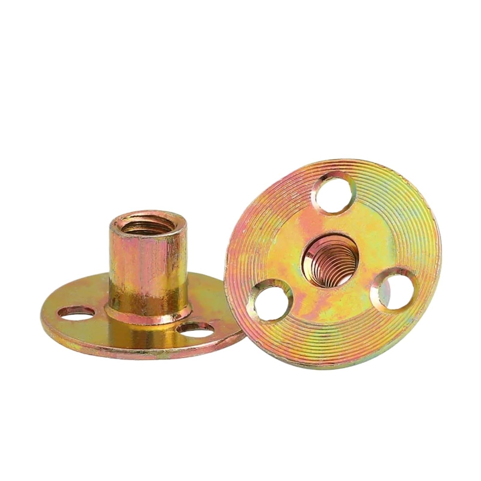 Farbige verzinkte Eisenplattenmutter Dreiloch-Sicherungsflanschmutter Runde T-Muttern mit flacher Basis T-Möbelmuttern Schraube M8 M10(M8(2pcs))