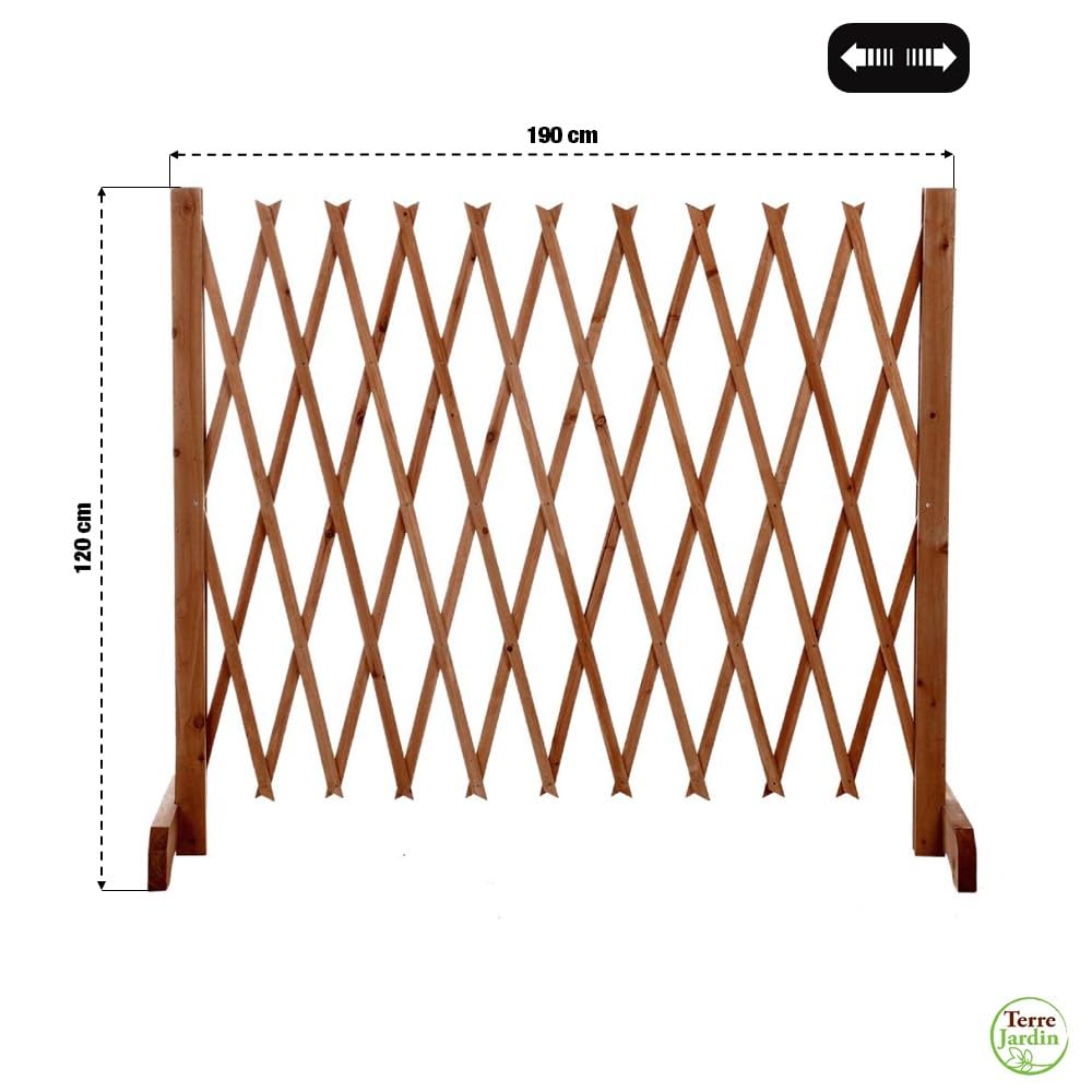 TERRE JARDIN - Barrière de Sécurité Extensible, de 27 à 190 x 120 cm - Barriere de Securite Enfant, Chien sans Perçage en Bois - Barrière Protection Extensible, Rétractable, Enfants, Animaux