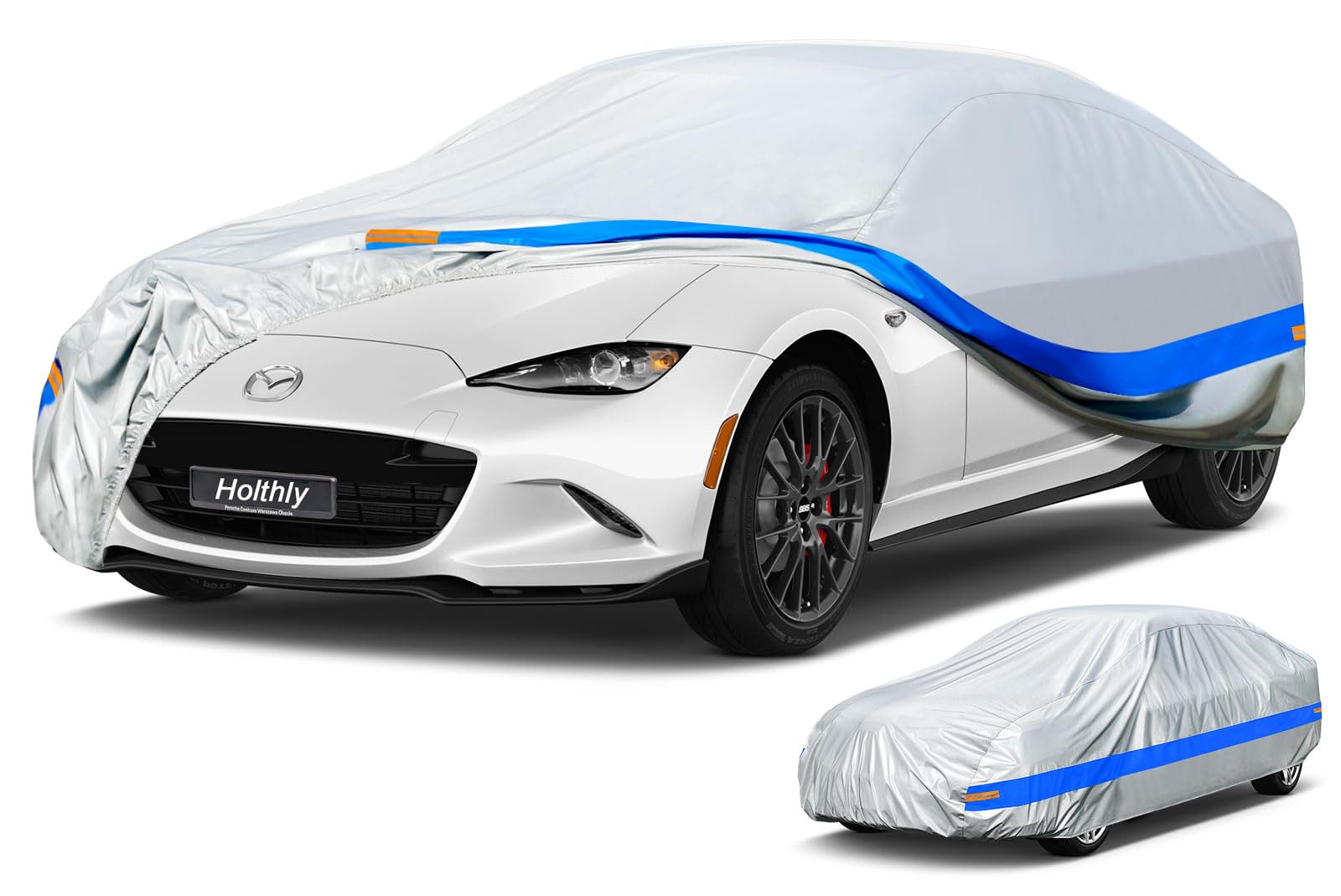 Telo Copriauto da Esterno, Holthly 10 Strati Telo Copri Auto Felpato 100% Impermeabile, Copertura Auto Antipolvere Antigraffio, Adatta per Coupé Mazda MX5, Audi TT, Fiat 124 Spider,ecc. 3S