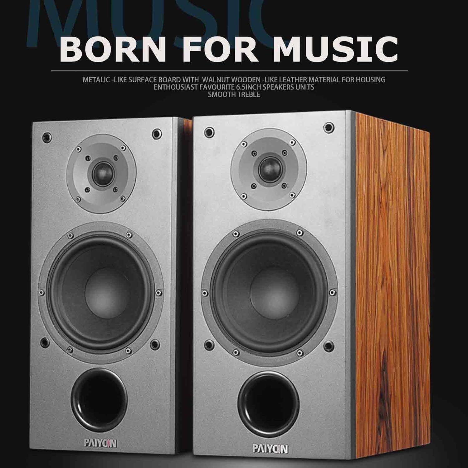 PAIYON Passive Bookshelf Speakers HiFi Stereo Home Audio with 2 Way 6.5inch Woofer 1 inch Silk Dome Tweeter (Amplifier or Receiver Required) (P4)