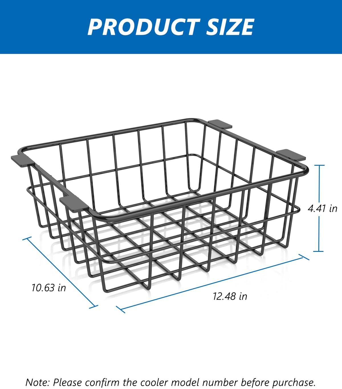 Wire Basket for Ninja FrostVault Hard Cooler & Wheeled Cooler - Heavy-Duty Organizer Rack for Efficient Storage, Dry-Goods Basket for Perfect for Camping Trips or Outdoor Parties, Black(L)