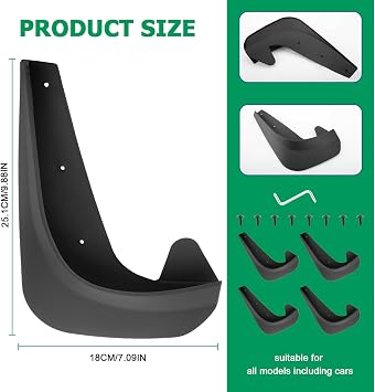 4PCs Car Mud Flaps,Splash Guards Protective Fender,Front and Rear Mudguard