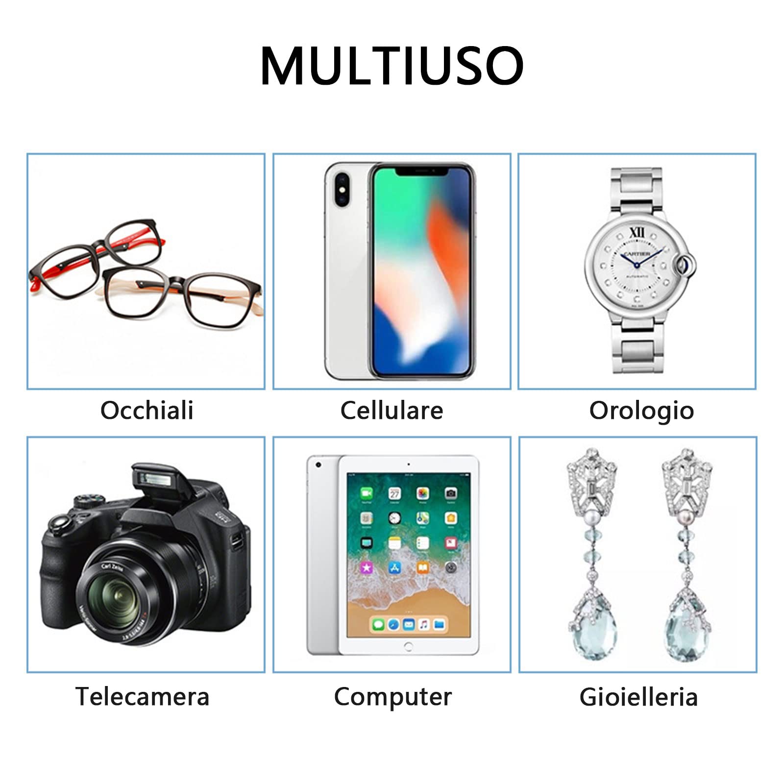 Panni per La Pulizia Degli Occhiali in Microfibra - Panni per La Pulizia Degli Occhiali Extra Morbidi e Lavabili per La Pulizia di Occhiali, Lenti, Tablet, Telefoni, iPhone (confezione da 20)