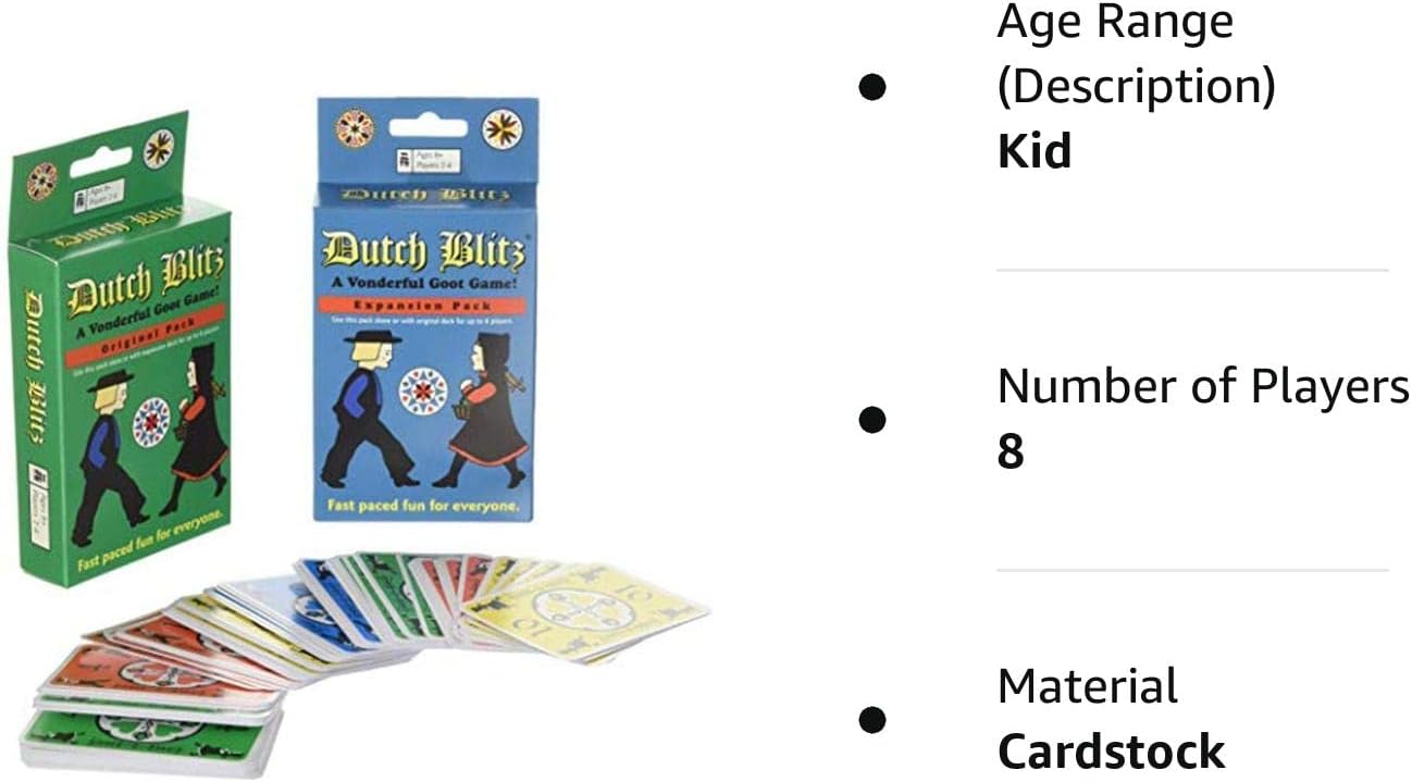 Dutch Blitz: Original and Expansion Combo Pack, Fast Paced Card Game, Fun for Everyone, Great Family Game, Combine Packs to Play With up to 8 Players, For Ages 8 and Up