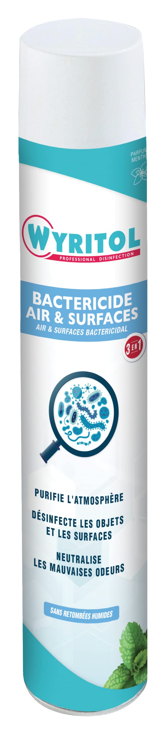 WYRITOL - Purificateur d'air bactéricide - Purifie et désinfecte - Neutralise les odeurs - Parfum menthe - 750ml - Fabrication Française