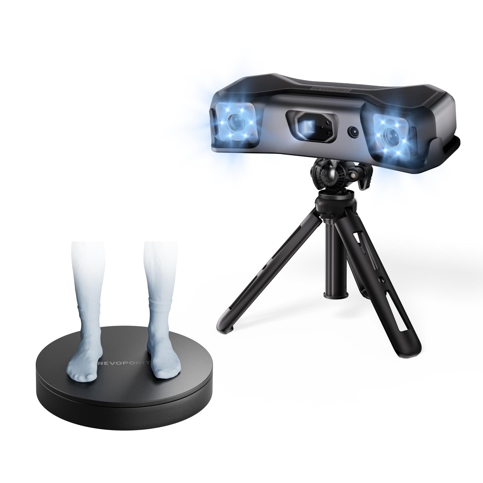 Revopoint MetroX Pro 3D-Scanner ADVANCED & Elektrische Drehscheibe, 30+15 industrieller blauer Laser-Handscanner, Echtzeit-Vorschau, 4 Scanmodi, Vollfarbe