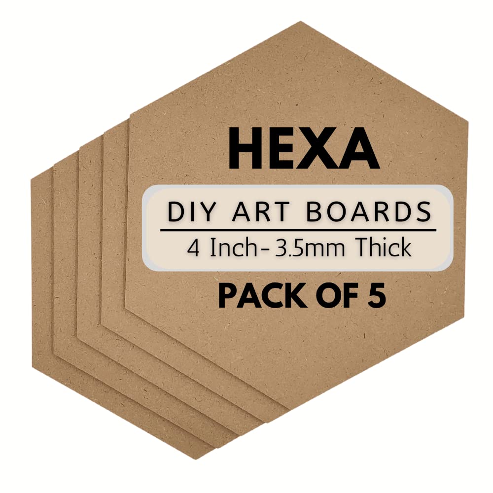 Hexagonal MDF Boards for Art and Craft 12 inch-3.5mm Pine Wood Board Unfinished Hexa MDF Cutouts for Art and Craft for Resin Art, Mandala Art, Pyrography, Painting (4 Inch, 5)-image-18