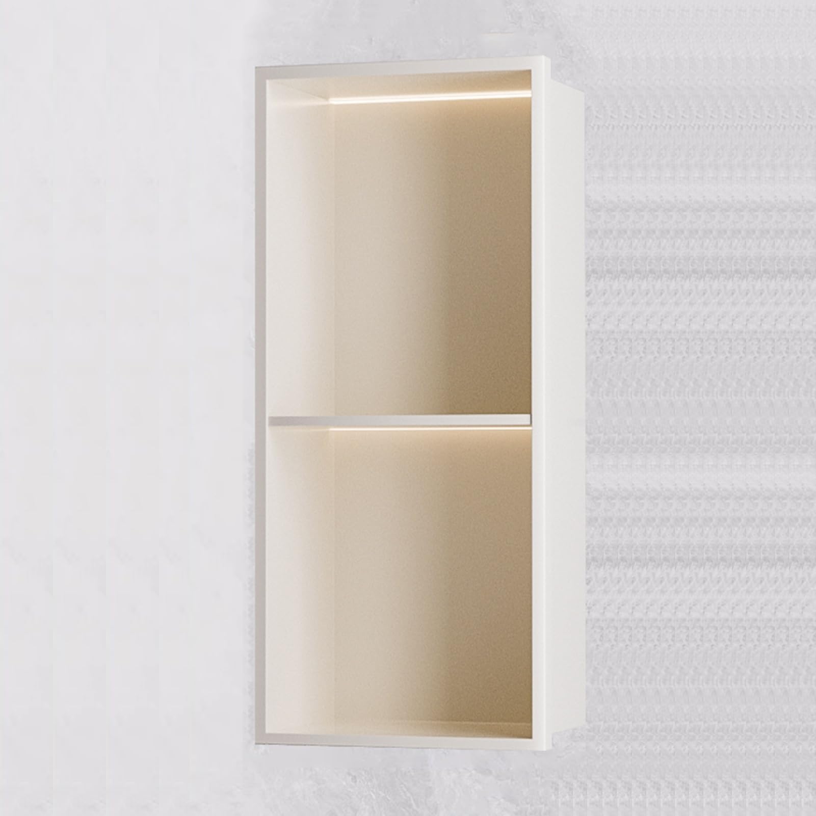 Mensola da incasso in acciaio inox con illuminazione a LED, 70 x 28 x 12,5 cm, per bagno, cucina, WC, finitura spazzolata, design moderno.