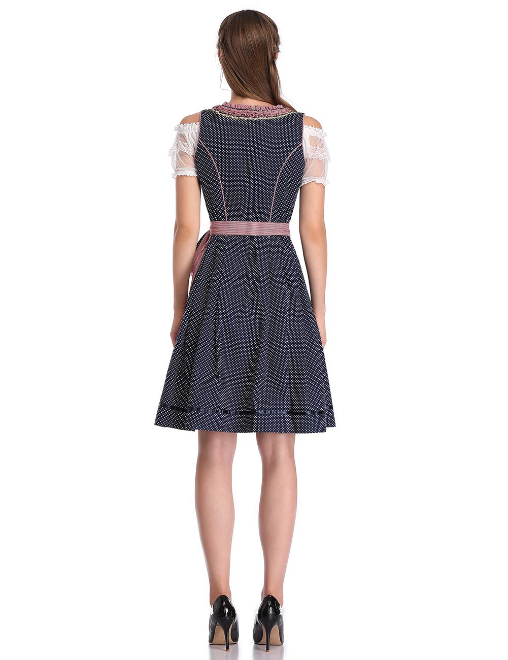 KOJOOIN Dirndl Robe Traditionnelle Courte pour Femme 3 pièces. Dirndl midi pour Oktoberfest(Emballage réutilisable)