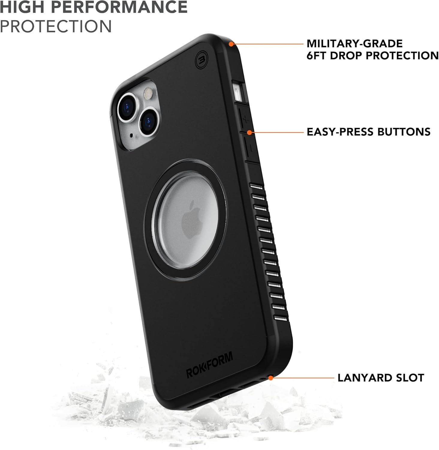 Rokform - iPhone 14 Plus Case, Eagle 3 Series, Dual Magnet + MagSafe Compatible, iPhone 14 Plus Golf Case, Slim and Lightweight iPhone Cover, Drop Tested Armor (Black)