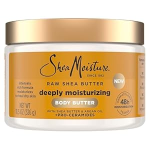 SheaMoisture Deeply Moisturizing Body Butter with Raw Shea Butter, Argan Oil and Pro-Ceramides, Rich Hydration & Healing of Dry Skin, 48H Moisturizing 11.5 oz