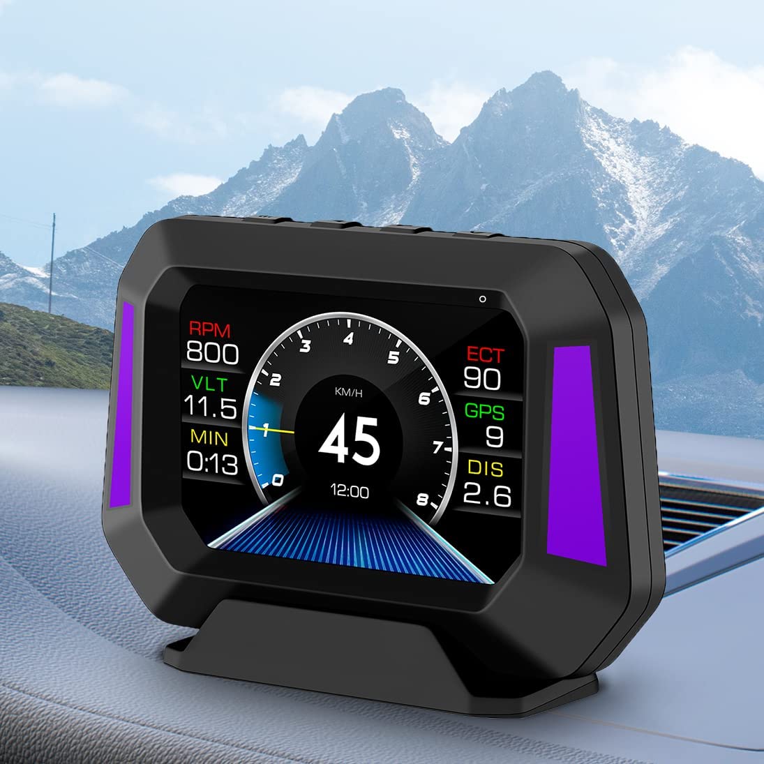 CLOUDSALE ; Your Store. Your Place P21 Car Heads Up Display, 3 inches Upgrade OBD2+GPS Mode Digital Speedometer, Smart Gauge with Compass, Speed, RPM, Warning Function, Universal for All Vehicles