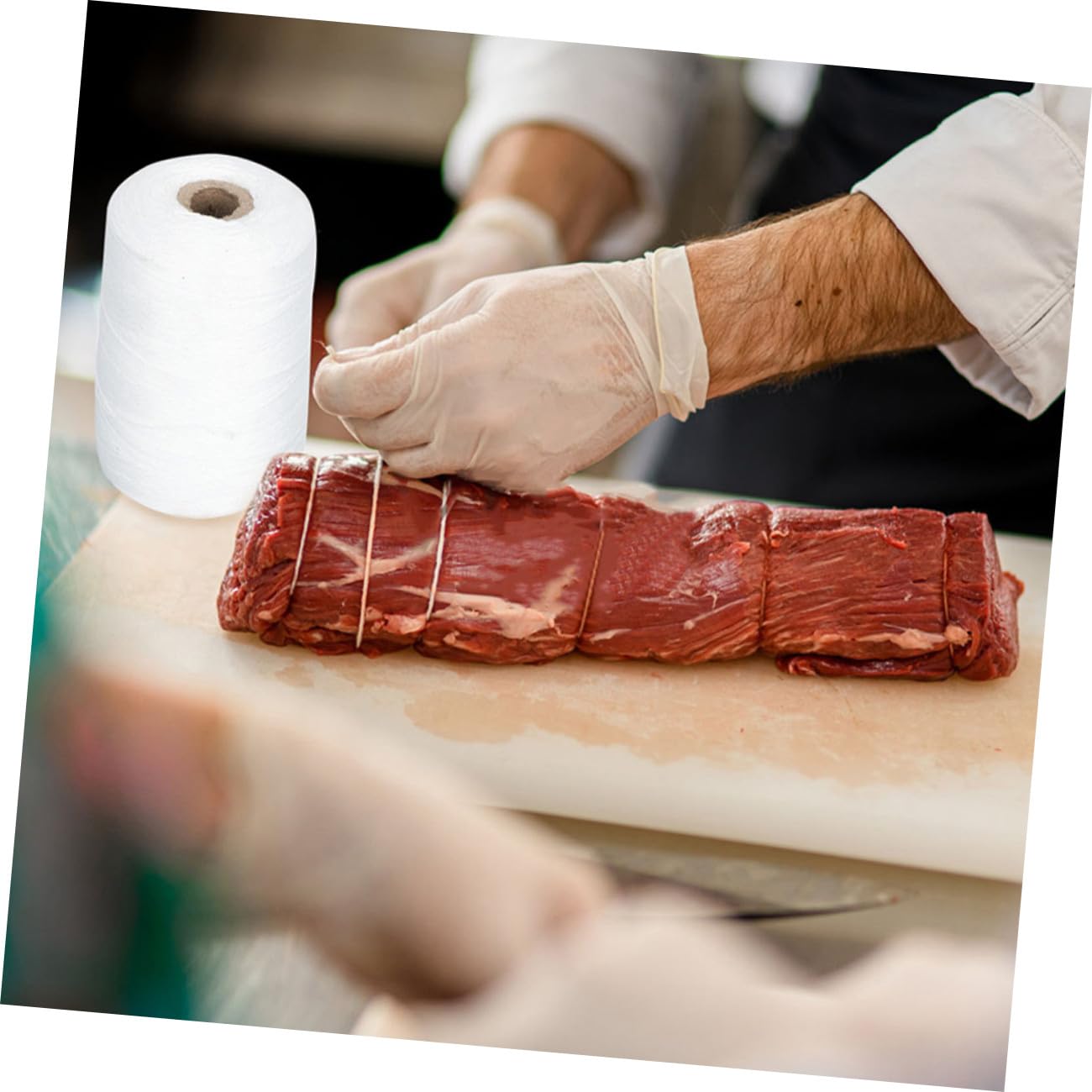 Ficelle de Coton Alimentaire pour Viande et Saucisse, 1 Rouleau Blanc
