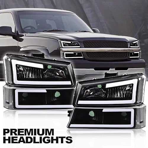 Miniatura 6 de PIT66 Faros delanteros de barra LED, compatibles con Chevy Silverado 15002007-2014 Silverado 2500 3500 2007-2013 y lente ahumada HD, carcasa