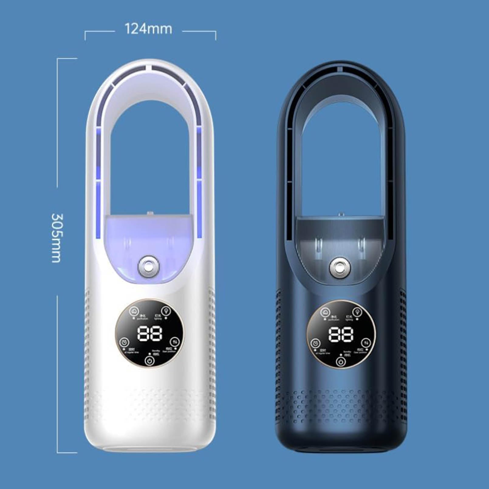 Cooler d'Aria evaporativa, Ventilatore Portatile di condizionatori d'Aria, Ventilatore Senza Lama Personale USB con 6 velocità del Vento e 6 temporizzatori, Ventilatore di Raffreddamento Desktop