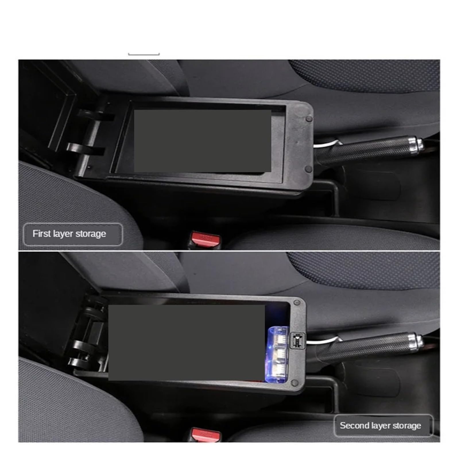 Armlehne Mittelkonsole Für VW Caddy 5 2024 Mittelarmlehnenbox Mit USB-Anschluss Nachrüstzubehör Armlehnes Auto(A white line No USB)