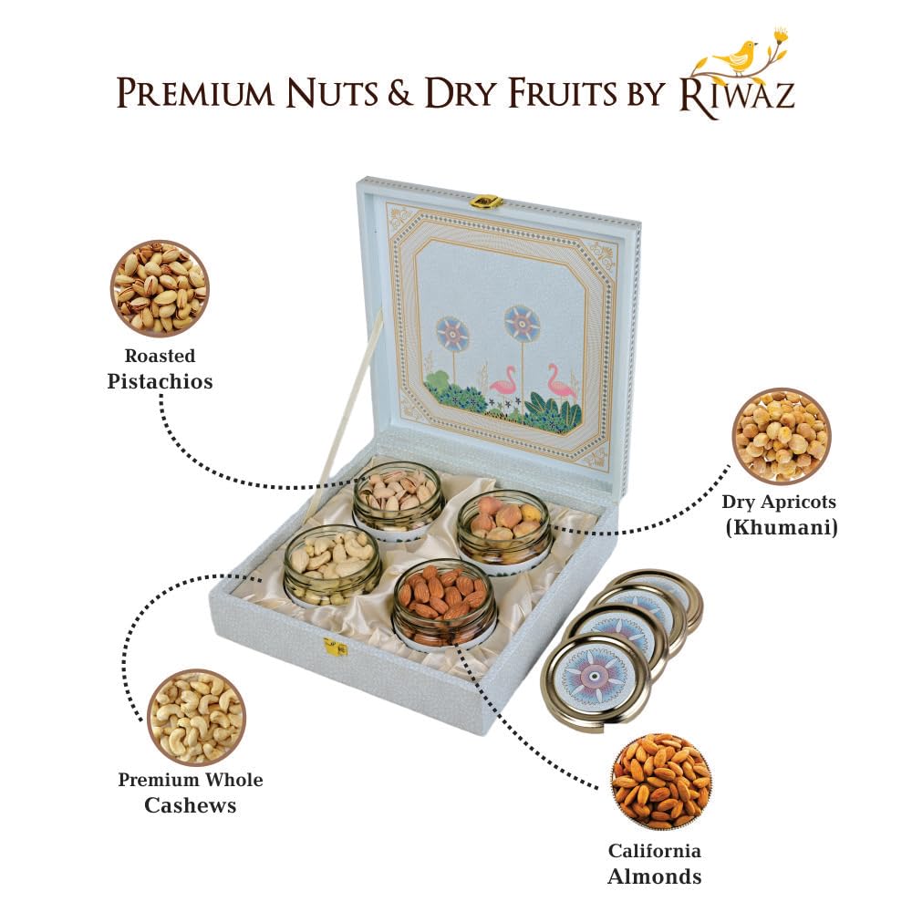 Riwaz Luxury Pink Fairy Dry Fruit Gift Box | Premium Almonds, Cashews, Pistachios & Khumani | Elegant Designer Hamper for Wedding, Festival & Corporate Gifting (450g) 2