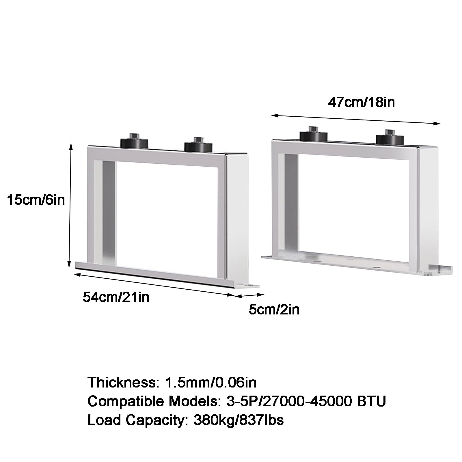 Staffe per Condizionatore Esterno, Supporto da Terra Universale Antiurto, Staffa per Condizionatore Unità Esterna, Acciaio Inox 201, per 1-5P(54x15cm/21x6in)