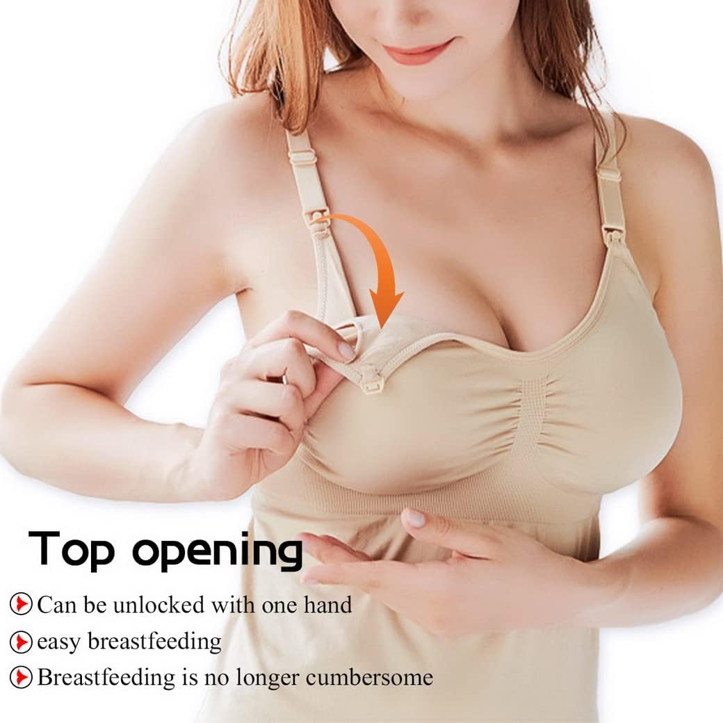 Lot de 3 camisoles de grossesse en coton pour femme - Débardeur d'allaitement - Camisole de maternité pour l'allaitement - Camisole longue sans anneau en acier