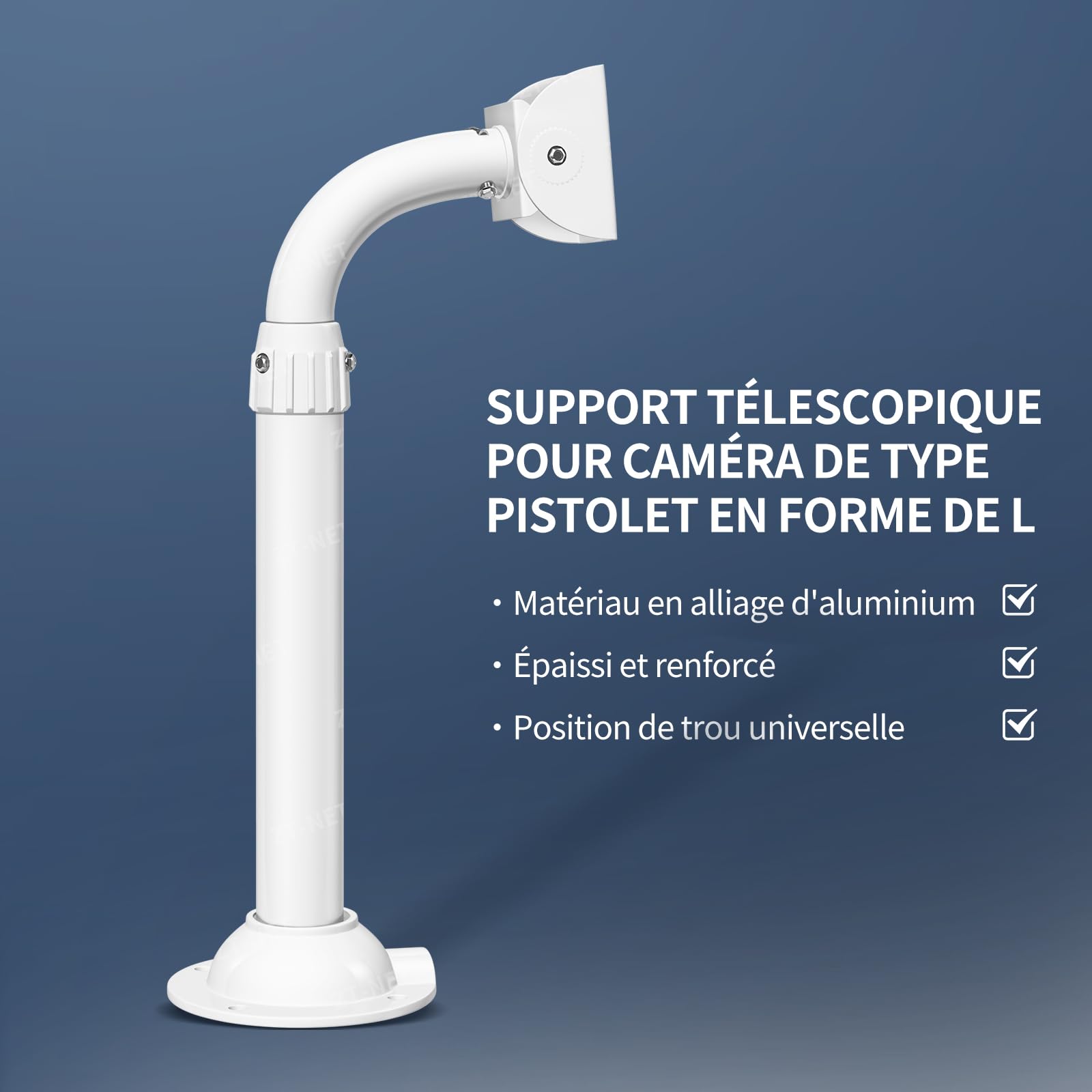 Support Mural Extensible en métal Solide pour caméras de Surveillance de sécurité, Support de Montage réglable de 30-60cm pour caméra de sécurité CCTV IP, Montage Mural et Plafond, J-Pole