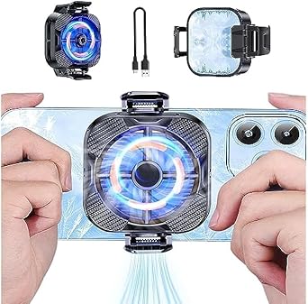 Smartphone Cooling Fan, 2024 New Model, 3 Seconds Semiconductor Rapid Cooling, Smart Phone Heat Protection, Clapelce Element, Smartphone Heat Protection, Silent, Lightweight, USB Type-c Power Supply