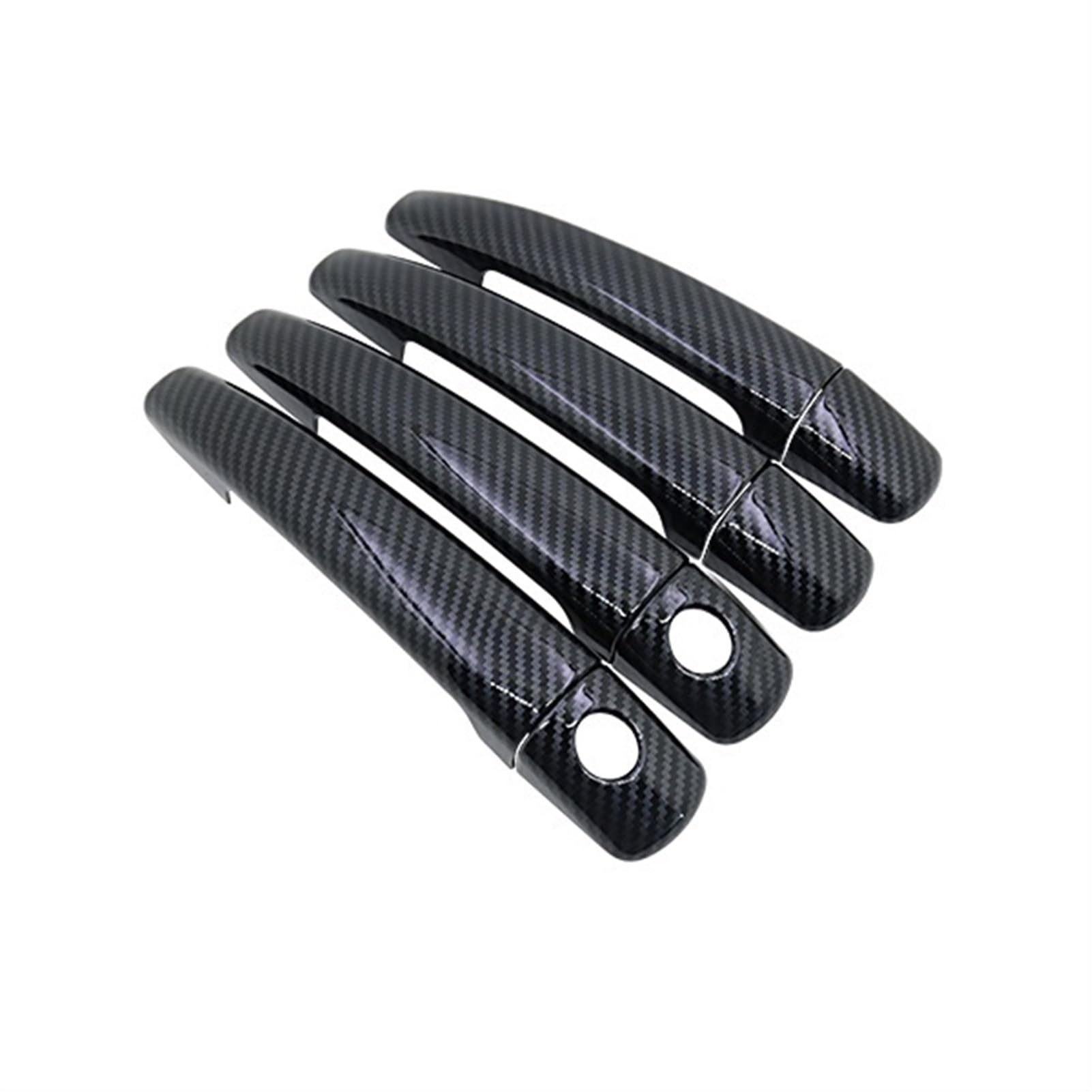 Qunfd 4Handle 2 Keyhole Carbon Fiber Door Handle Cover Fit For Peugeot 208 Mk1 A9 2012 2013 2014 2015 2016 2017 2018 Car Accessories Style Sticker(4Handle 2 Keyhole)