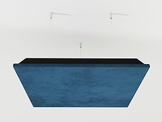 (2 Pack) — Ceiling Velvet Fabric Sound Acoustic Decorative Art Panels «Cinematic» with mounting kit | Acoustic Cloud Panel | Fabric Color: (Thickness: 53mm (2.1"), Blue)