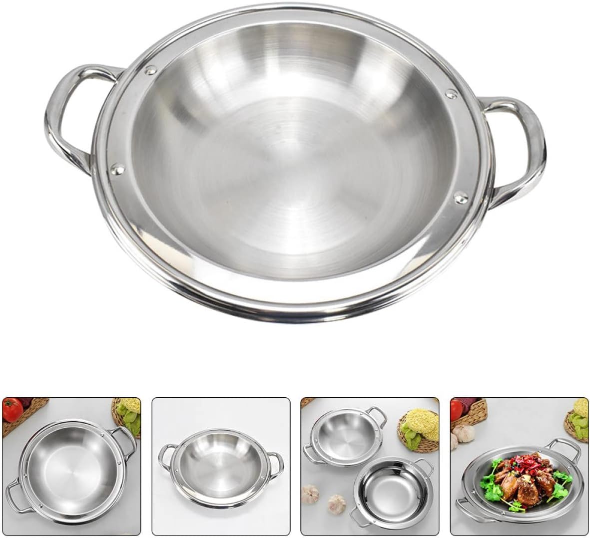 Mikinona Home Accessory Household Stainless Pot Lightweight Paella Pan Easy to Use
