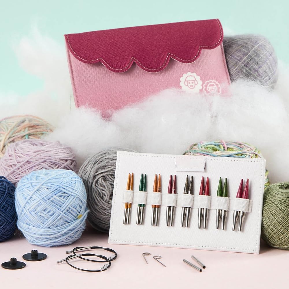 Lotus Yarns KP Dreamz Wymienne okrągłe igły do robienia na drutach, drewniane, mini igły IC z gładkim nylonowym sznurkiem, idealne do skarpet, rękawiczek, rękawów i obroży