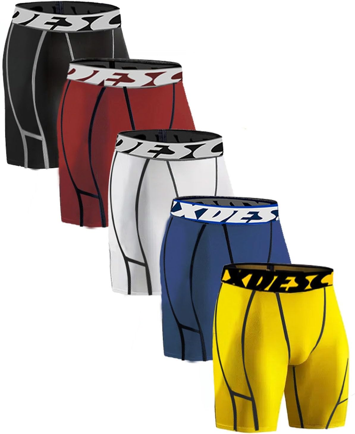 Mens Underwear Boxer Briefs 6" Underwear No Fly Wide Waistband Boxer Briefs Comfy Breathable